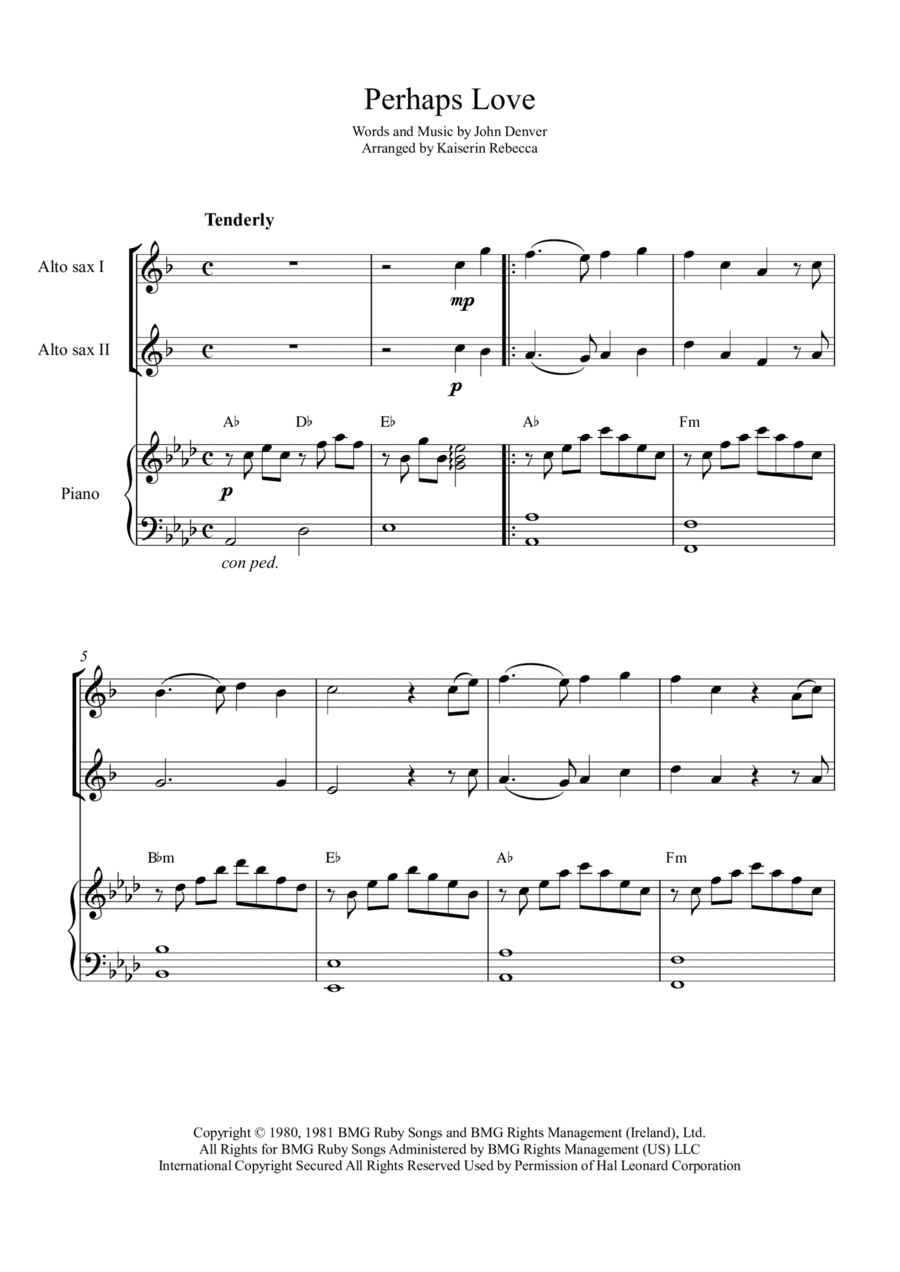 Perhaps Love Woodwind Duet scores gallery preview page 1