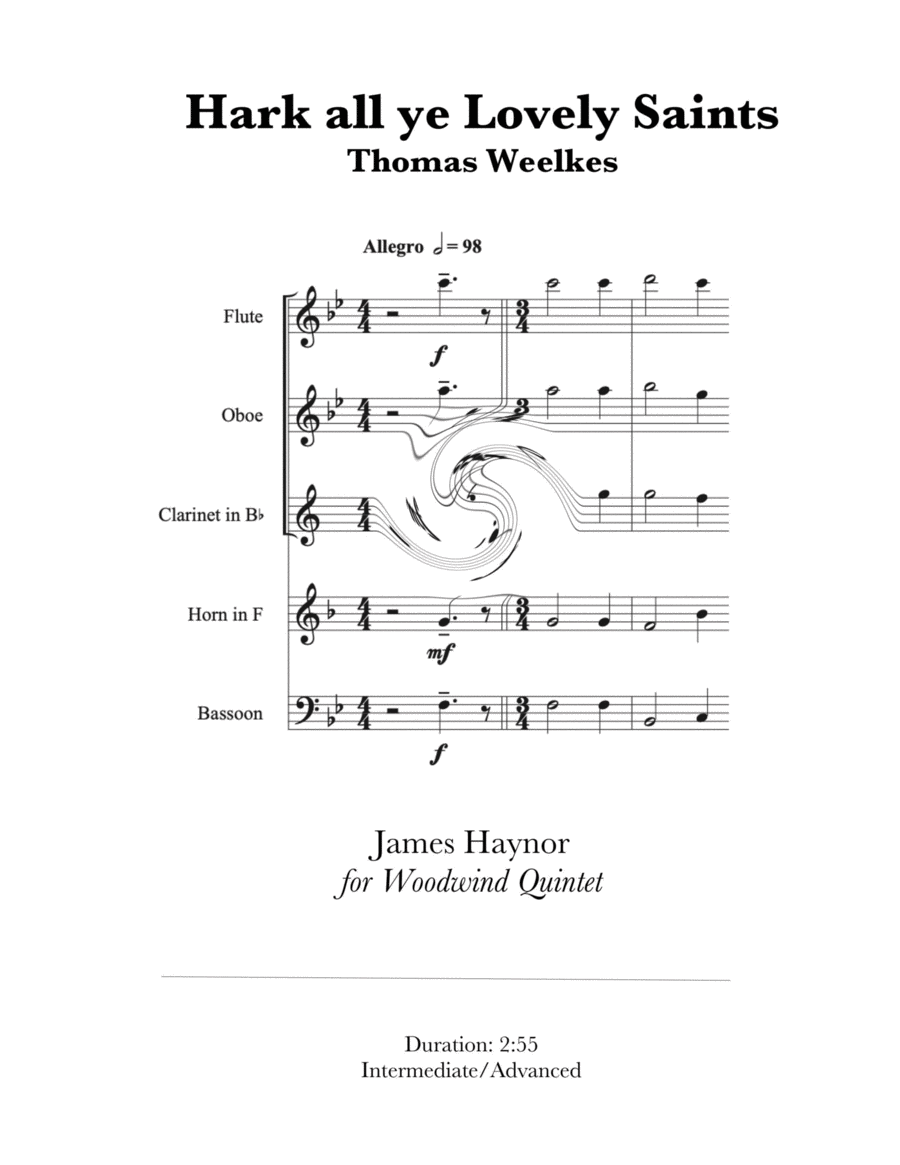 Hark all ye Lovely Saints for Woodwind Quintet Woodwind Quintet scores gallery preview page 1