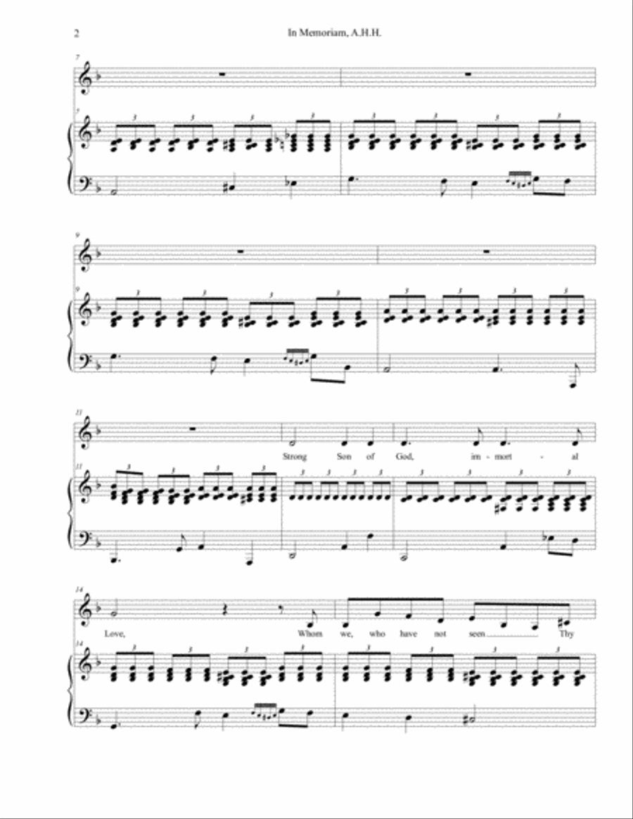 Song Cycle In Memoriam, A.H.H - for Baritone - LeGrand