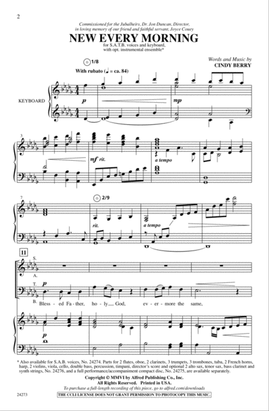 New Every Morning New Every Morning 4-Part scores gallery preview page 1