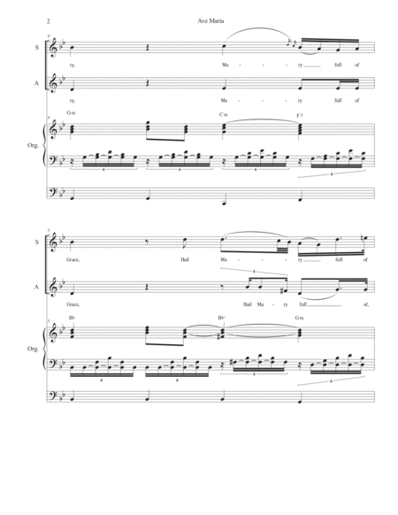 Ave Maria (for 2-part choir (SA) - English Lyrics - High Key) - Organ Accompaniment image number null