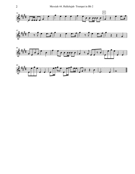 Handel Messiah - Trumpet in Bb 2 (Transposed Part), HWV 56