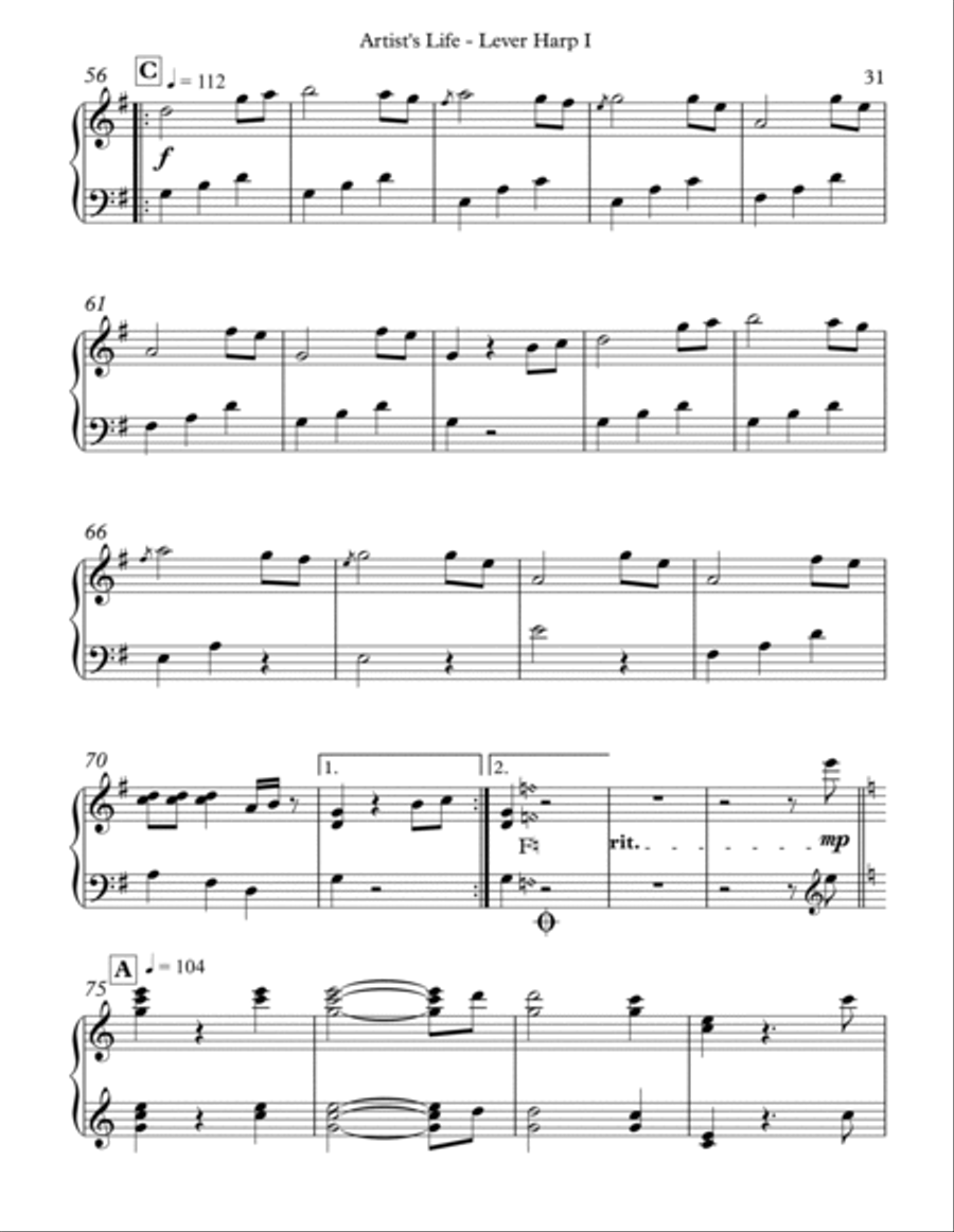 Artist’s Life, Op. 316 - Pedal Harp I Pedal Harp scores gallery preview page 5