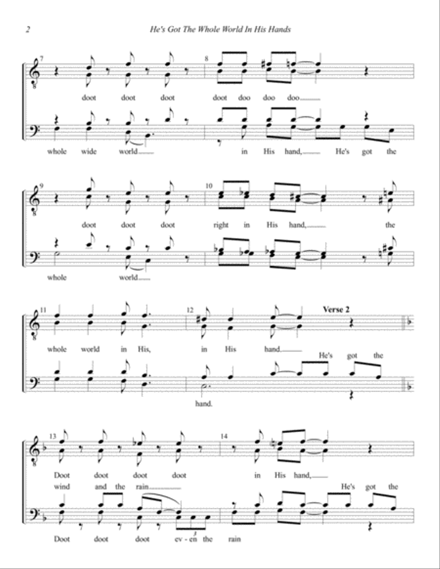 He's Got The Whole World In His Hand TTBB scores gallery preview page 2