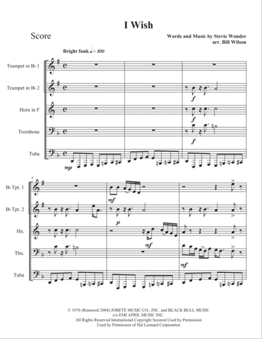 I Wish Brass Quintet scores gallery preview page 2