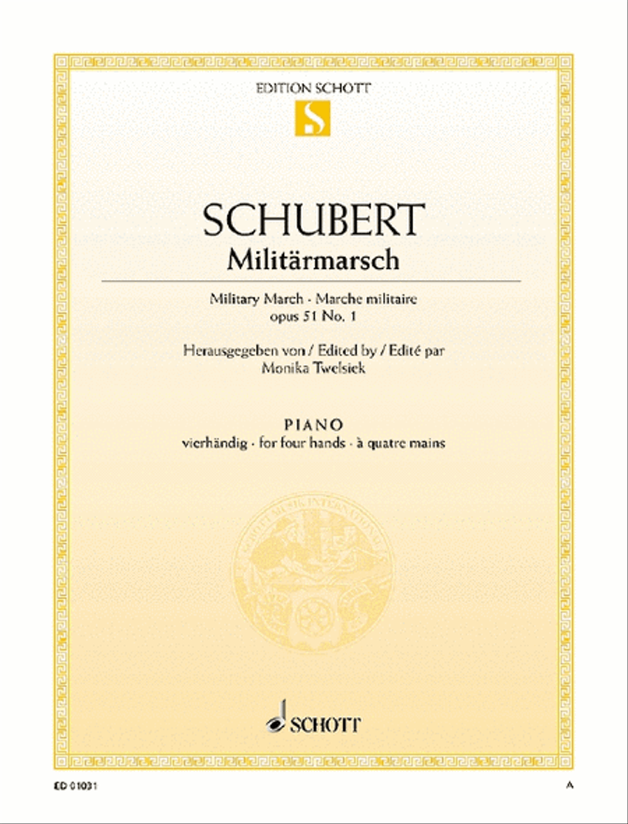 Military March D Major Piano Duet scores gallery preview page 1