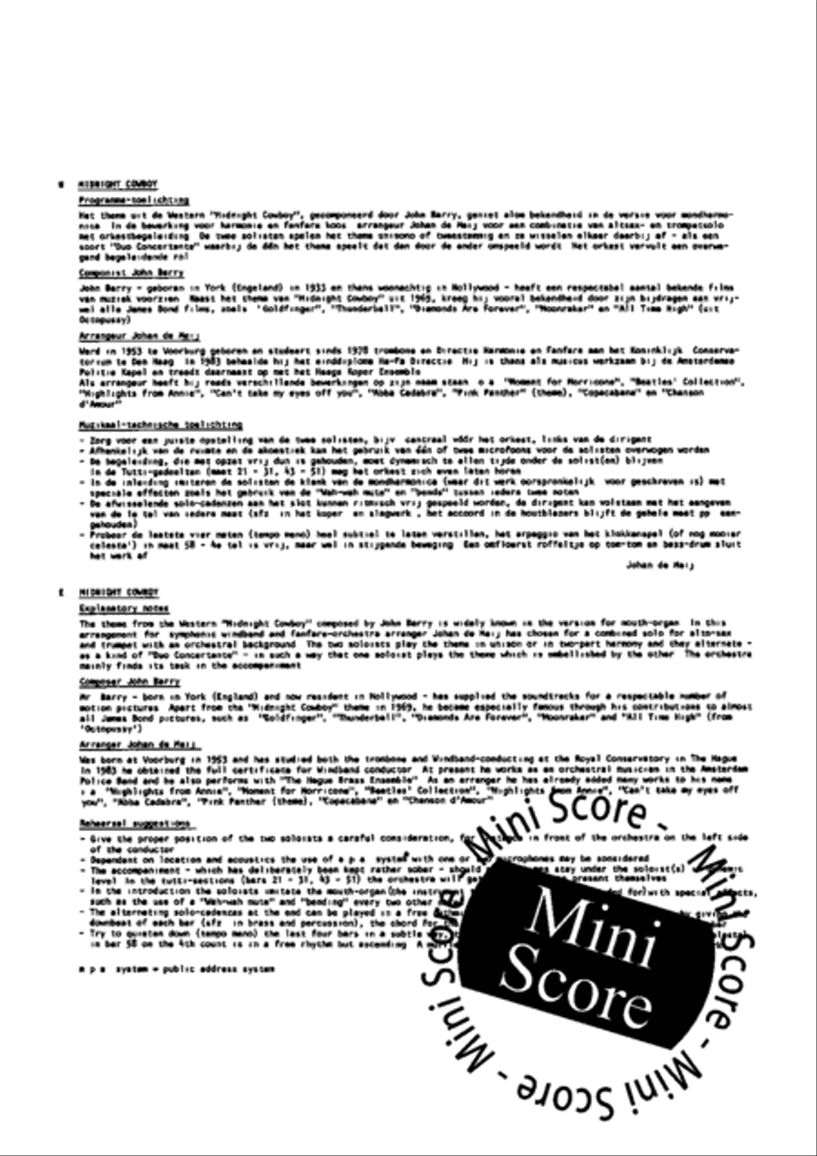 Midnight Cowboy Fanfare Band scores gallery preview page 5