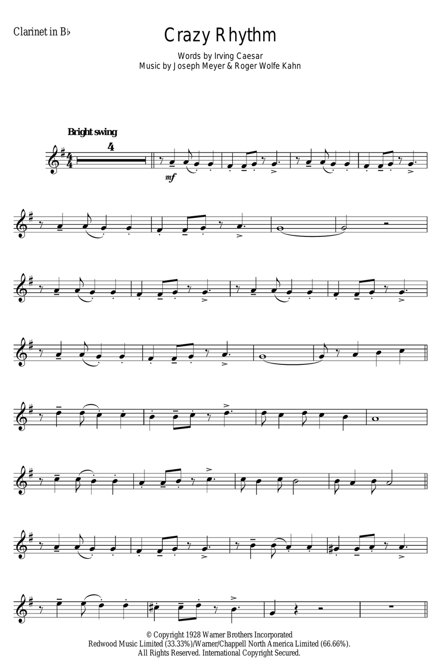 Crazy Rhythm Crazy Rhythm Clarinet Solo scores gallery preview page 1