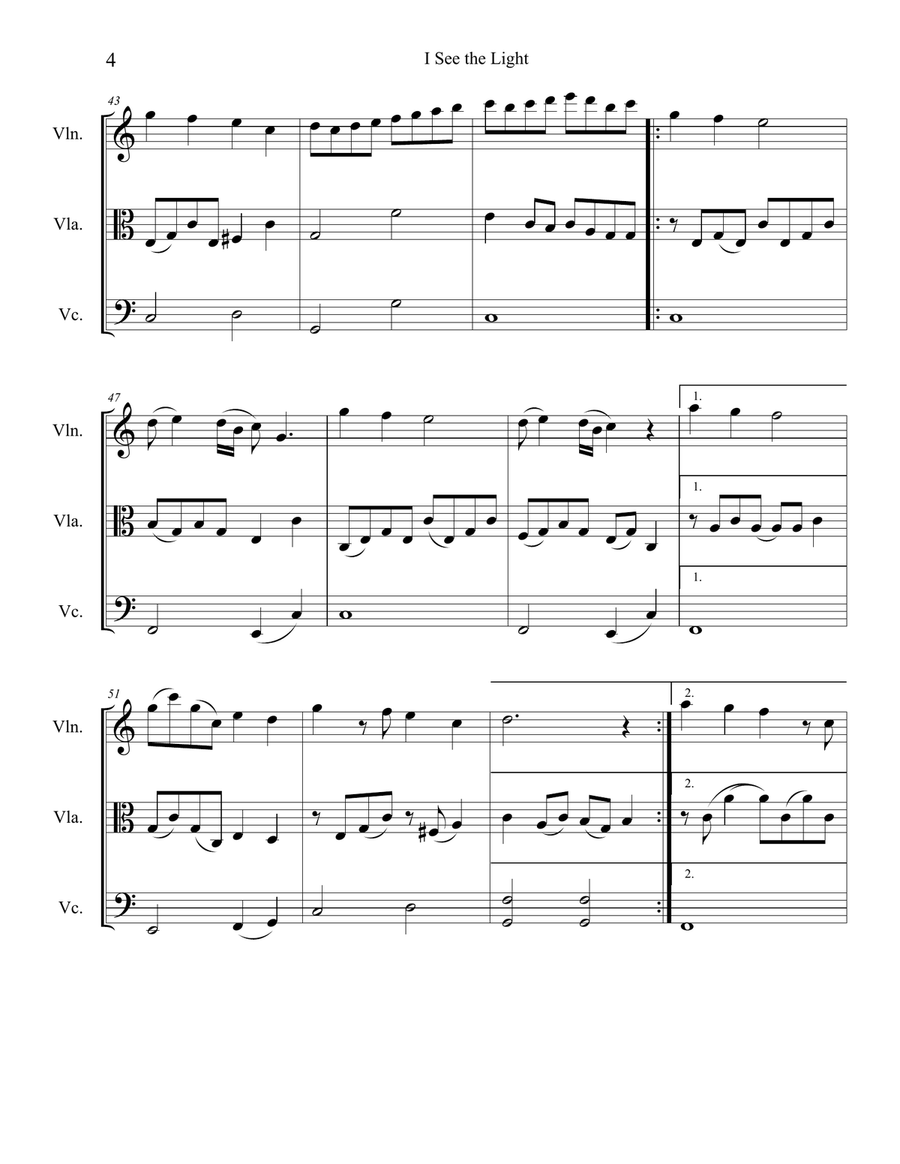 I See The Light String Trio scores gallery preview page 4