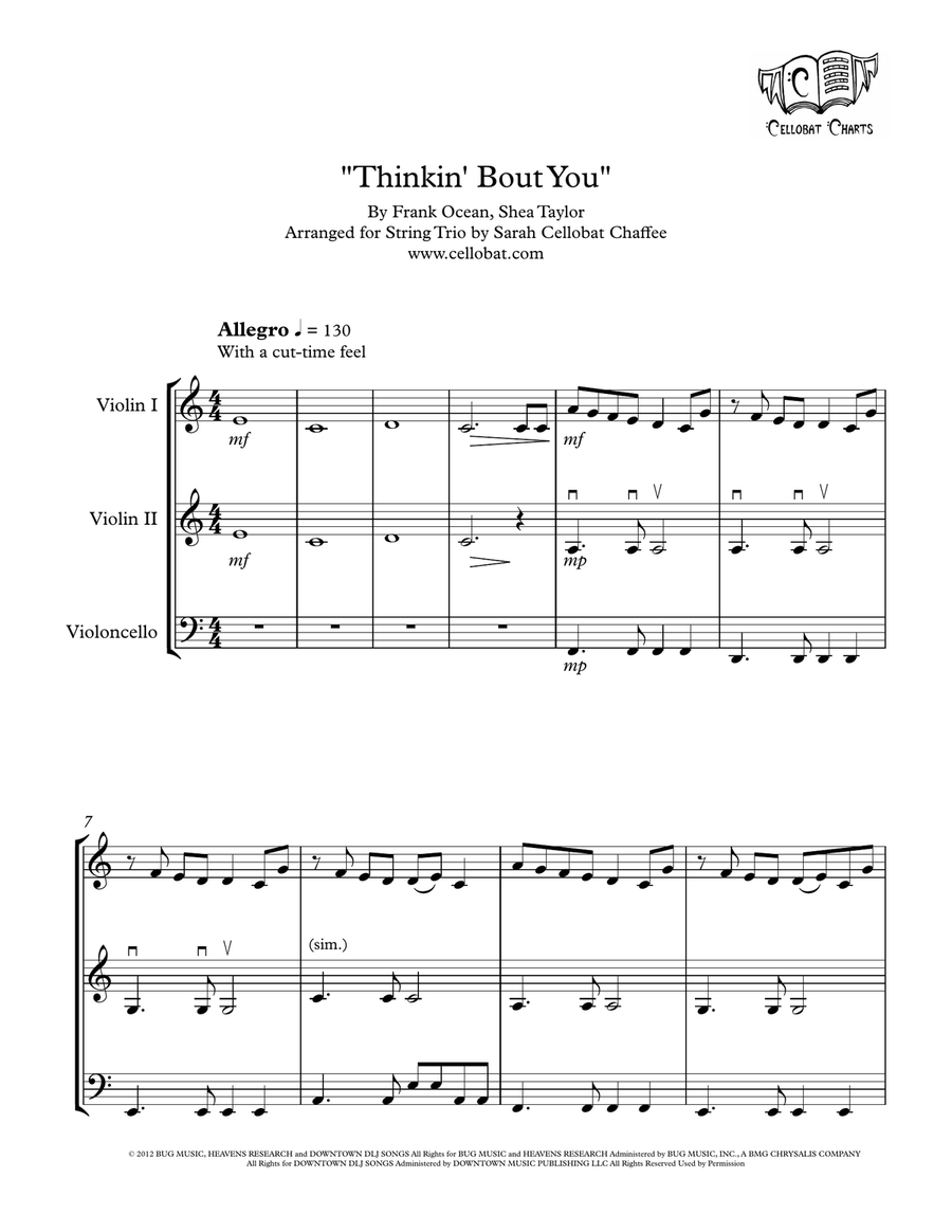 Thinkin' 'bout You String Trio scores gallery preview page 1