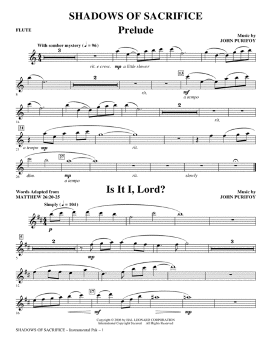 Shadows of Sacrifice - Flute Choir scores gallery preview page 1