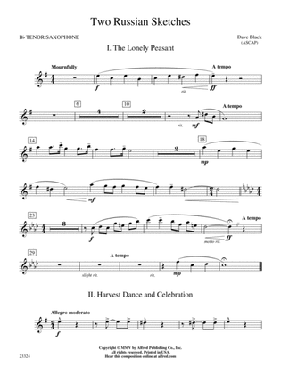 Two Russian Sketches: B-flat Tenor Saxophone