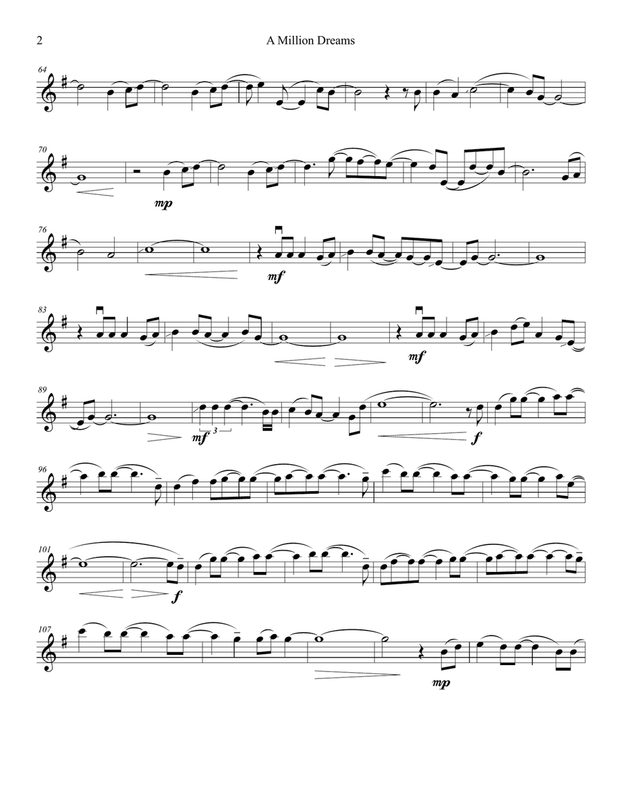 A Million Dreams Violin Solo scores gallery preview page 2
