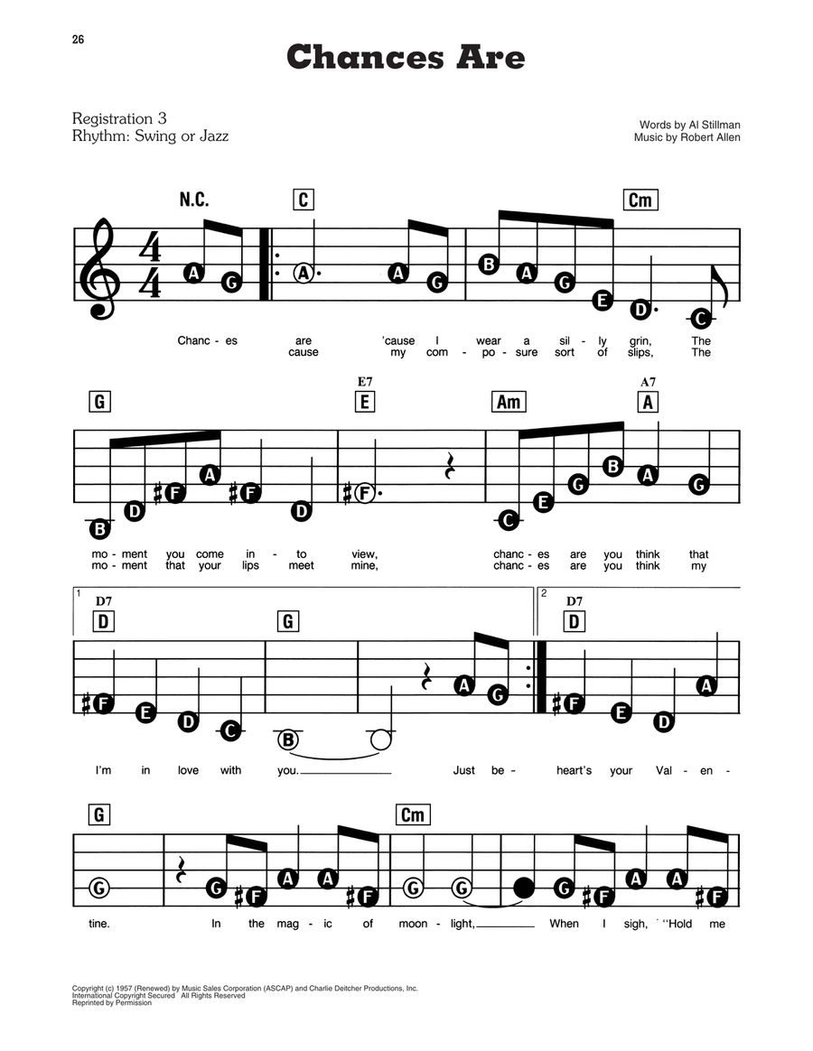 Chances Are Electronic Keyboard scores gallery preview page 1