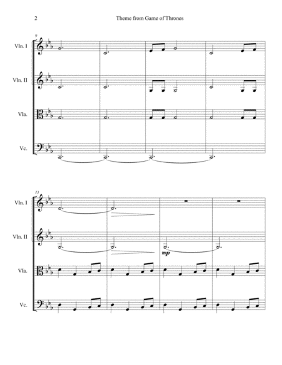 Game Of Thrones String Quartet scores gallery preview page 4