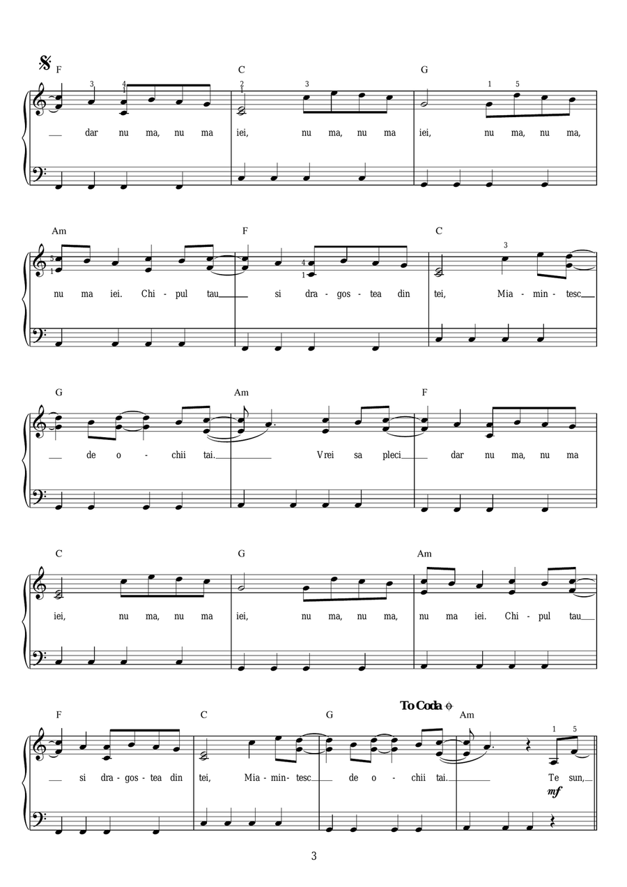 Dragostea Din Tei Dragostea Din Tei Piano, Vocal scores gallery preview page 3