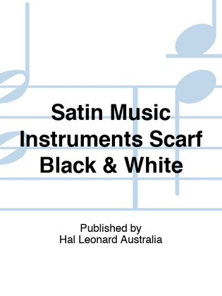 Satin Music Instruments Scarf Black & White