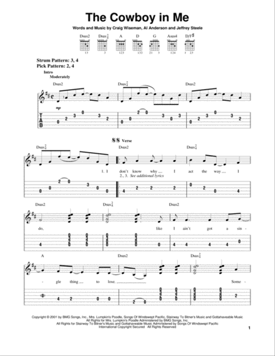 The Cowboy In Me Electric Guitar scores gallery preview page 1