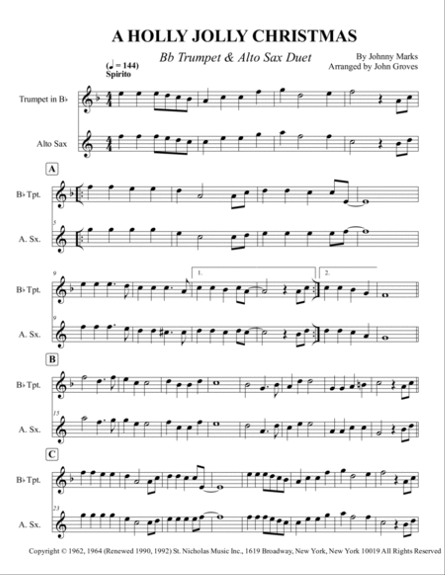 A Holly Jolly Christmas Alto Saxophone scores gallery preview page 2