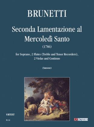 Book cover for Seconda Lamentazione al Mercoledì Santo (1786) for Soprano, 2 Flutes (Treble and Tenor Recorders), 2 Violas and Continuo