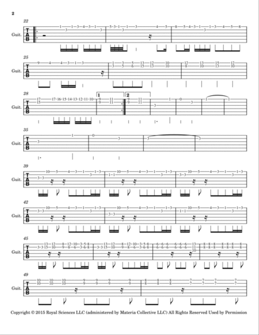 Megalovania Guitar Tablature scores gallery preview page 2