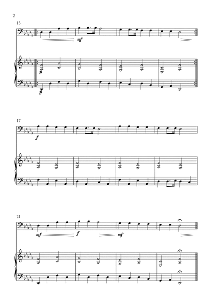 Twinkle Twinkle Little Star for Cello (Violoncello) and Piano in Db Major. Very Easy. image number null