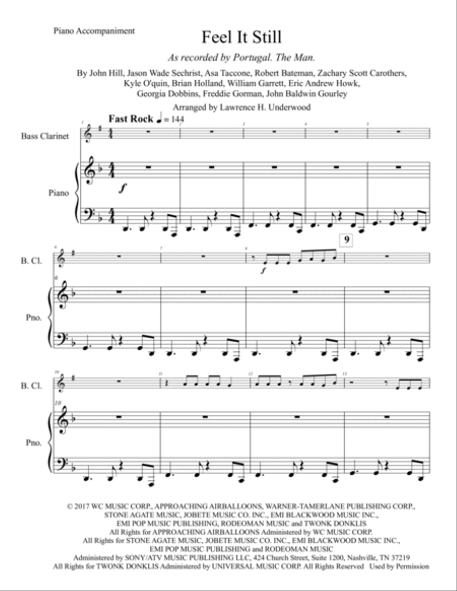 Feel It Still Bass Clarinet scores gallery preview page 2