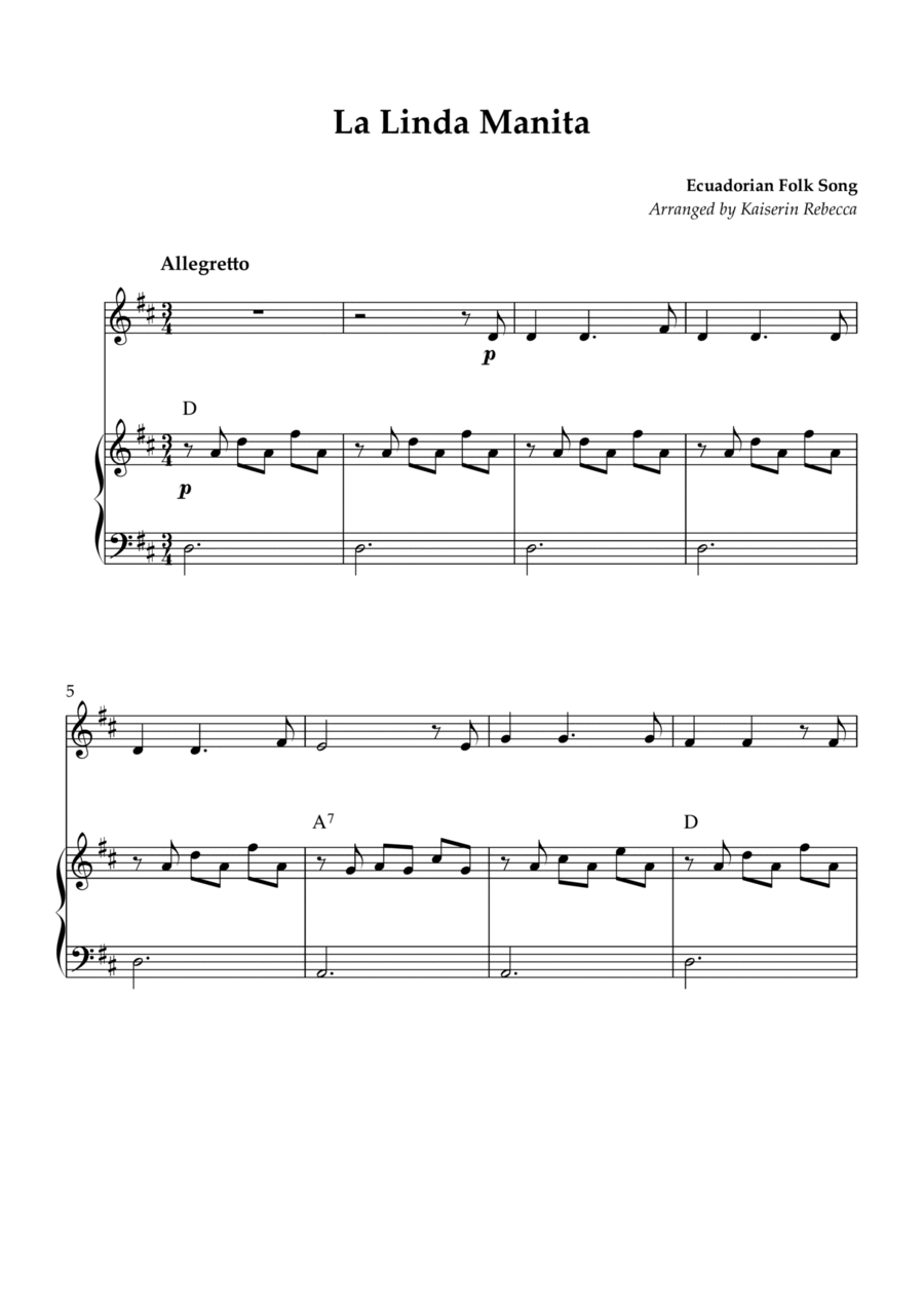 La Linda Manita (The Pretty Little Hand) Violin Solo scores gallery preview page 1