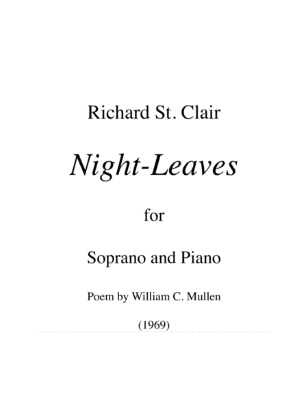 Night-Leaves, a Song for Soprano and Piano image number null