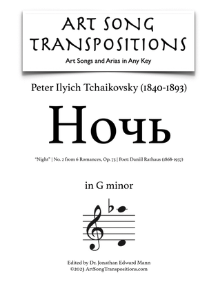 Book cover for TCHAIKOVSKY: Ночь, Op. 73 no. 2 (transposed to G minor, "Night")