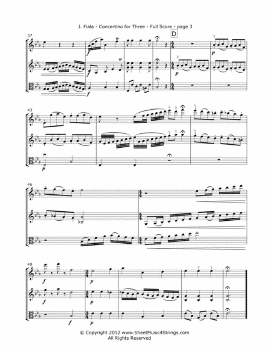 Fiala, J. - Concertino for Three, For Two Violins and Viola String Trio scores gallery preview page 3