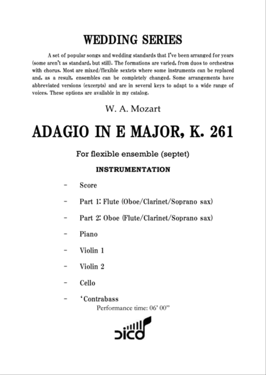 Adagio in E Major, K.261 Small Ensemble scores gallery preview page 3