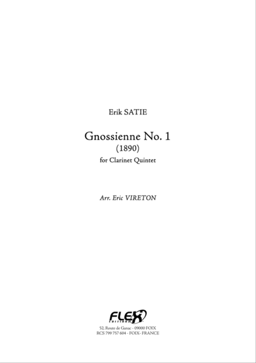 Gnossienne No. 1 Clarinet Quintet scores gallery preview page 1