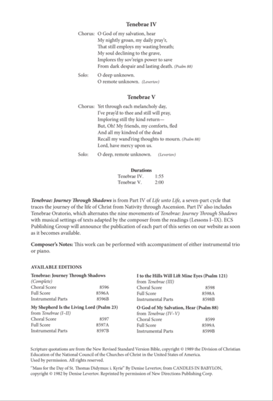 O God of My Salvation, Hear (Psalm 88): from Tenebrae (IV-V) 4-Part scores gallery preview page 2