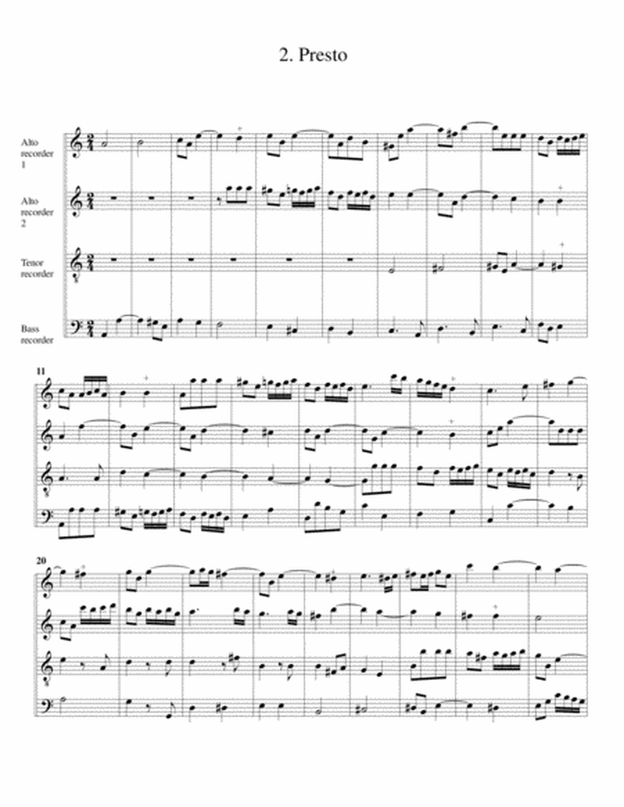 Sonatas, Op.34,no.1-6 (arrangements for 4 recorders)