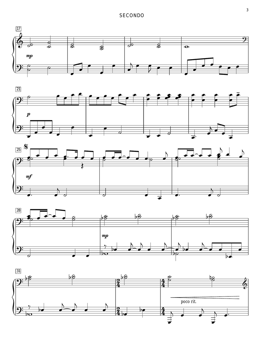 Somewhere Out There Piano Duet scores gallery preview page 3