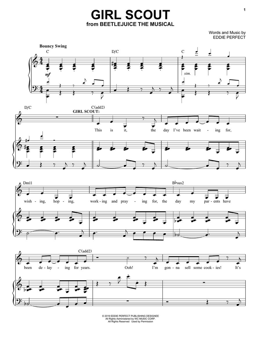 Girl Scout (from Beetlejuice The Musical) Piano, Vocal scores gallery preview page 1