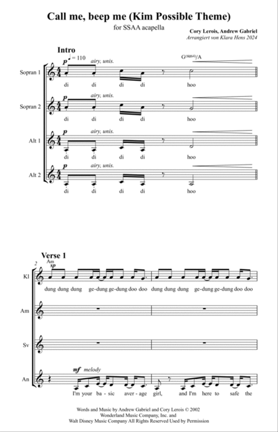 Call Me Beep Me SSAA scores gallery preview page 2