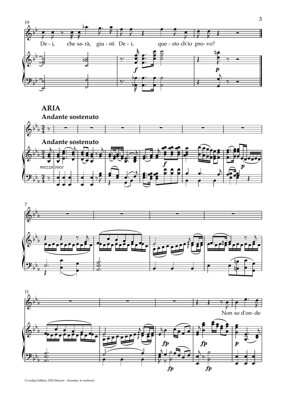 Alcandro, lo confesso, K. 294 Piano, Vocal scores gallery preview page 5
