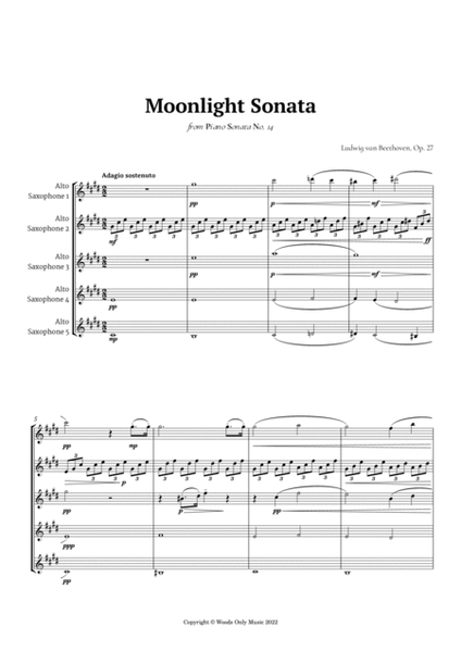 Moonlight Sonata by Beethoven for Alto Sax Quintet image number null