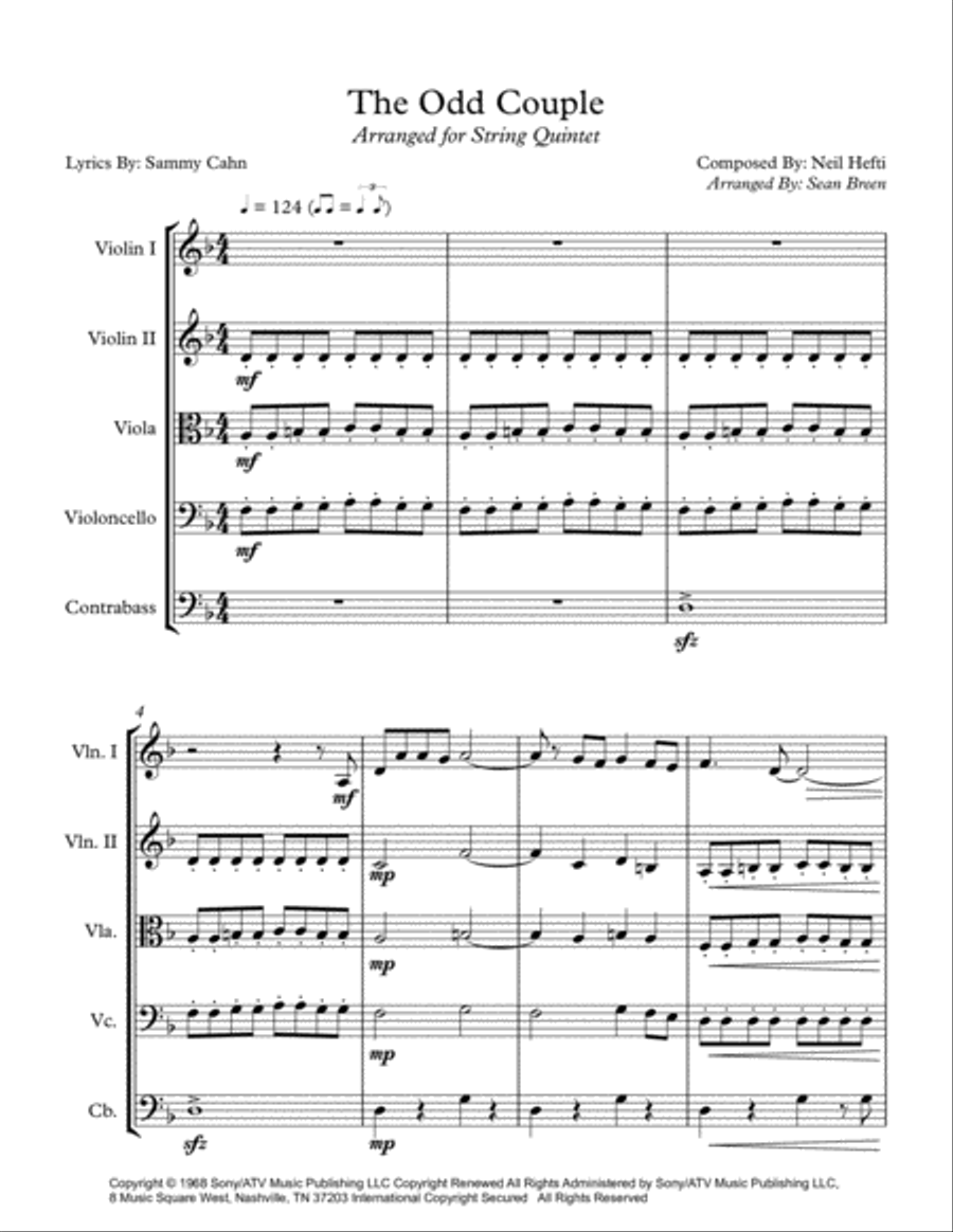 The Odd Couple String Quartet scores gallery preview page 1