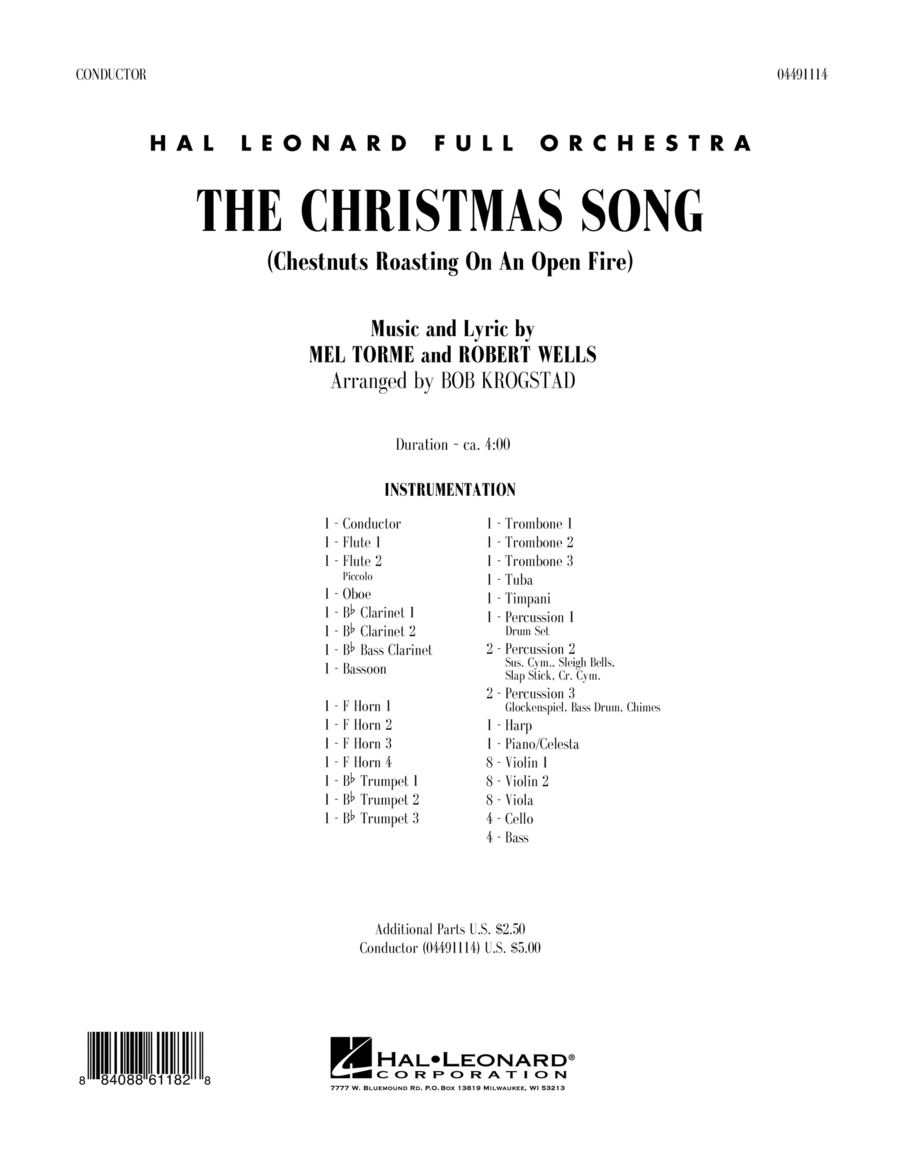 The Christmas Song (Chestnuts Roasting on an Open Fire) by Mel Torme
                        Full Orchestra -
                         Digital Sheet Music
                        