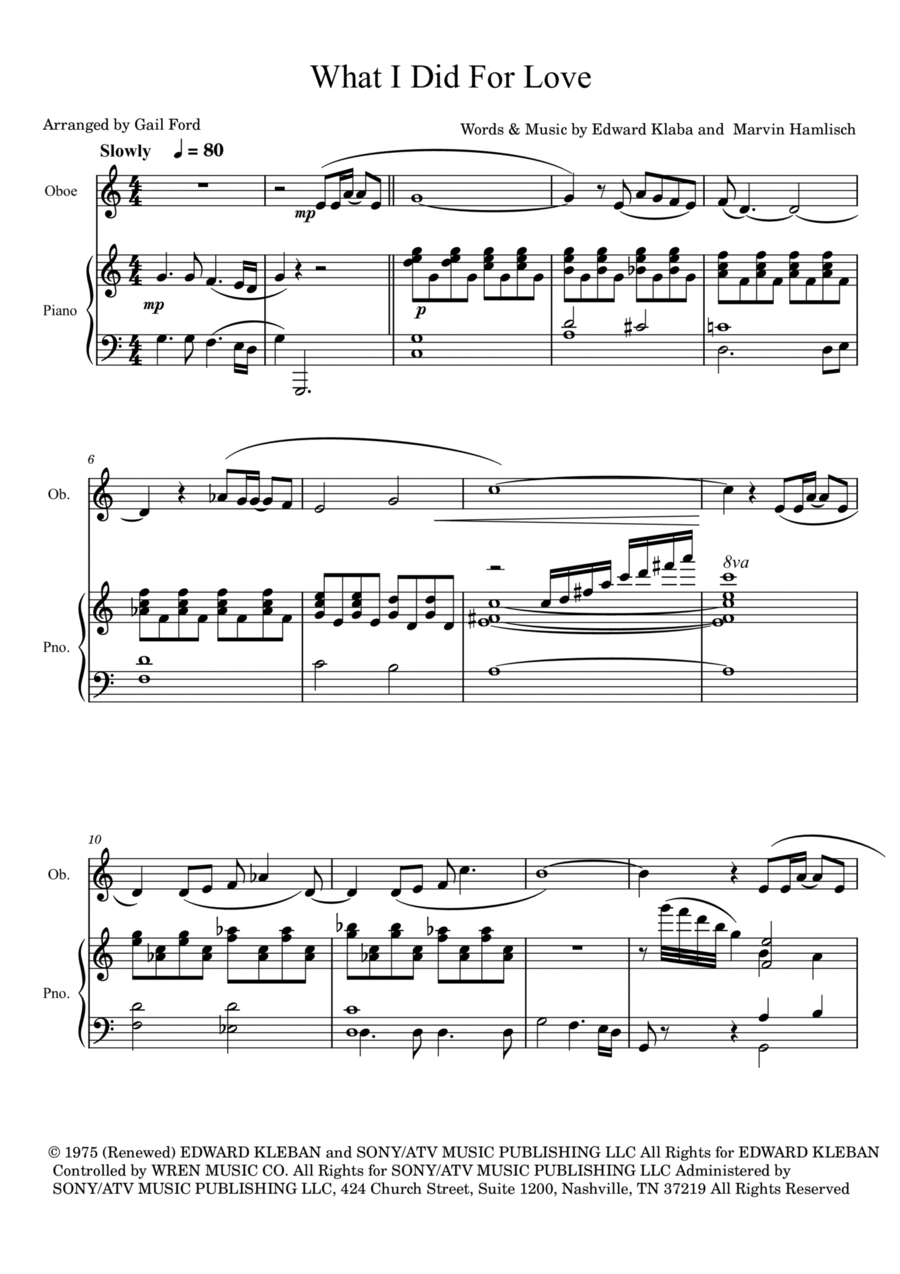 What I Did For Love Piano scores gallery preview page 1