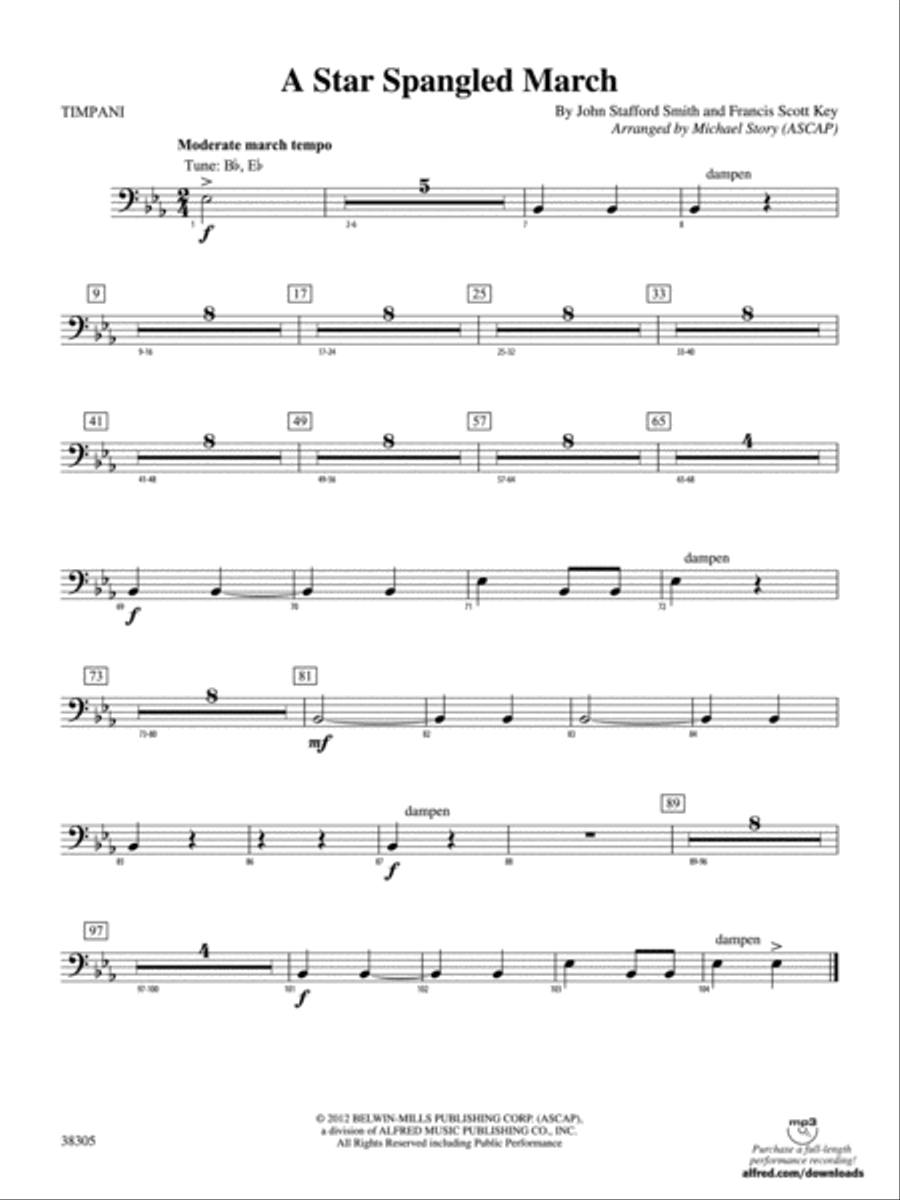 A Star Spangled March: Timpani Concert Band scores gallery preview page 1