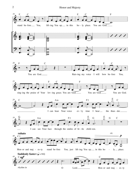 HONOR AND MAJESTY, Praise & Worship Lead Sheet w/Extended Ending (Melody, Vocals, Lyrics & Chords) image number null