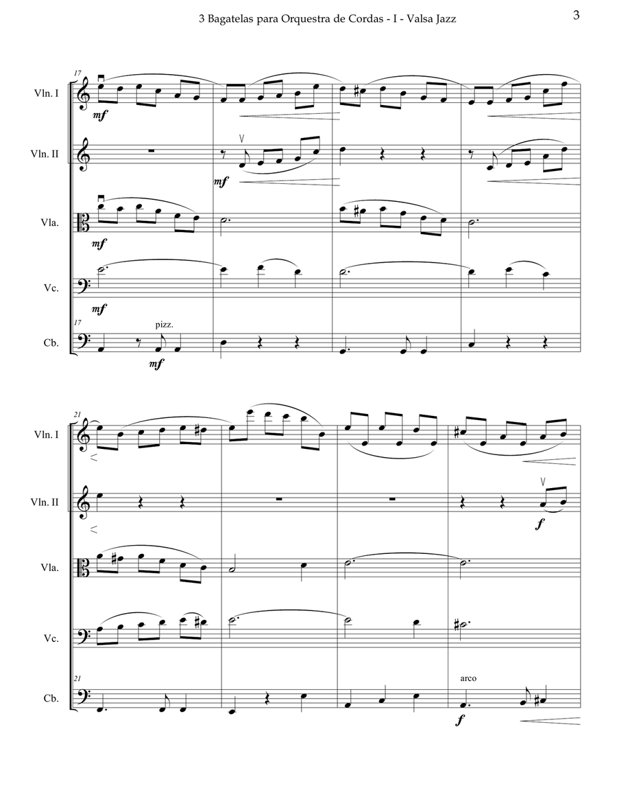 3 Bagatelas for String Orchestra Chamber Music scores gallery preview page 4