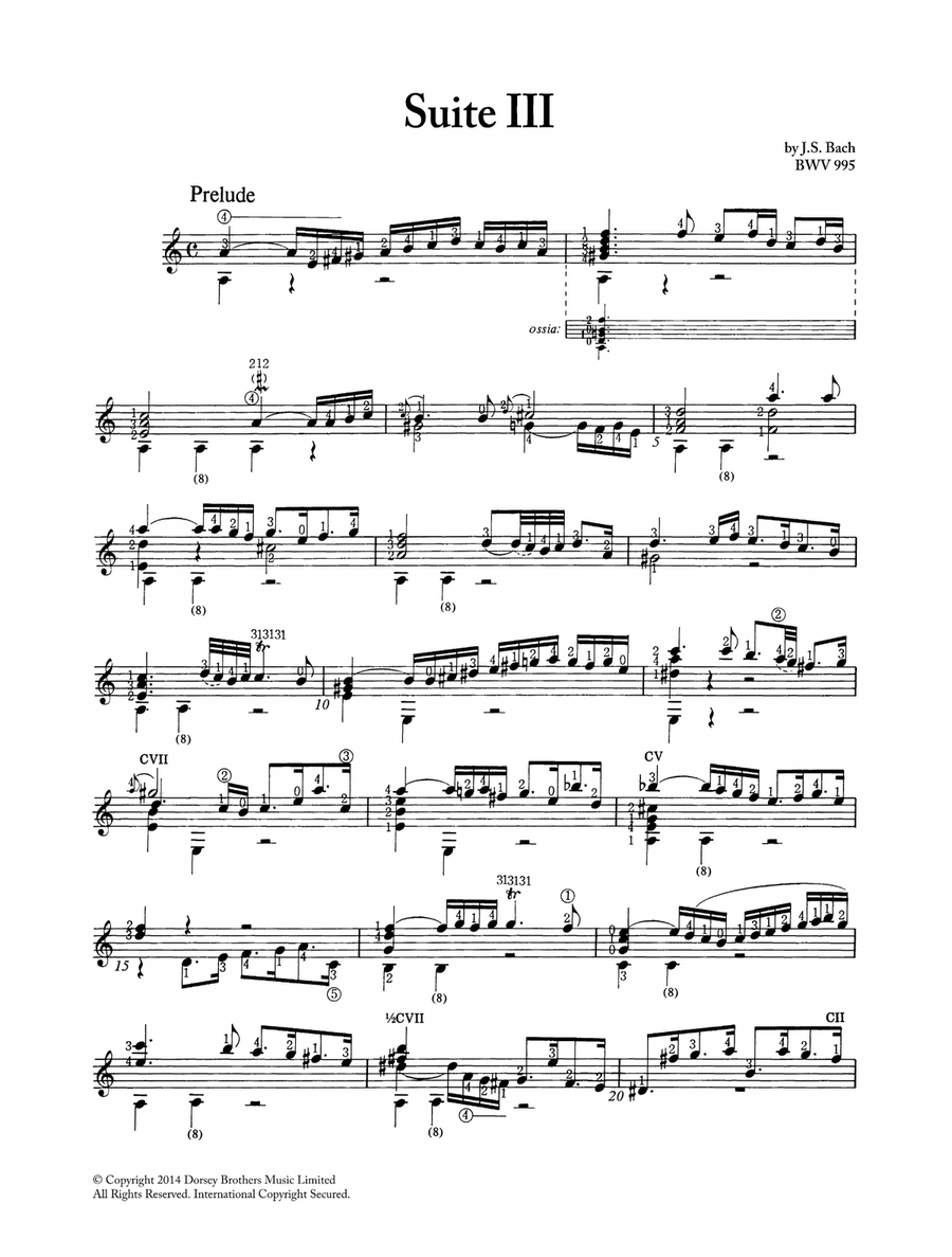 Suite In Gm BWV 995 Acoustic Guitar scores gallery preview page 1