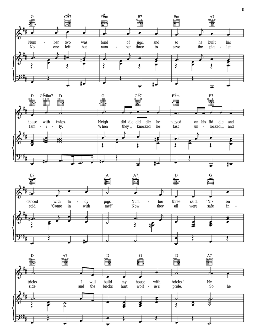 Who's Afraid Of The Big Bad Wolf? (from Three Little Pigs) Piano, Vocal, Guitar scores gallery preview page 3