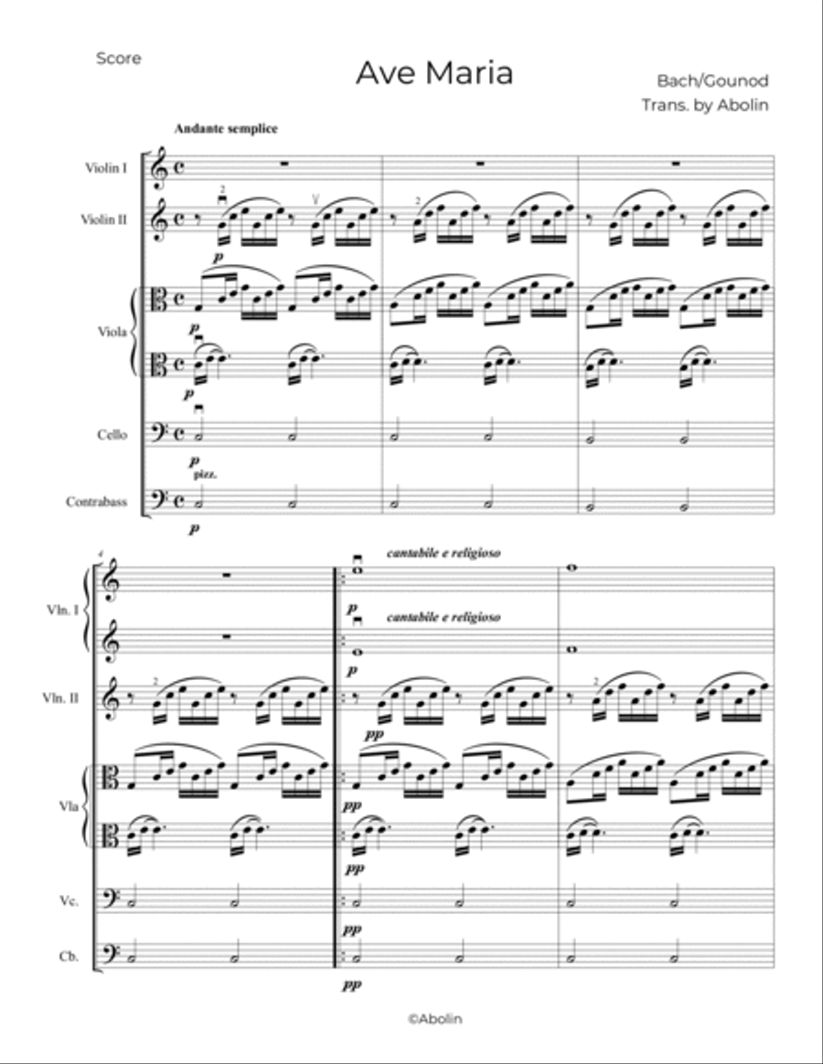 Bach/Gounod: Ave Maria - String Orchestra String Orchestra scores gallery preview page 2