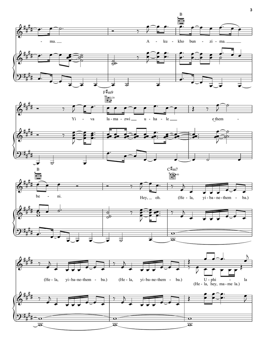 He Lives In You (from The Lion King 2019) Piano, Vocal, Guitar scores gallery preview page 3